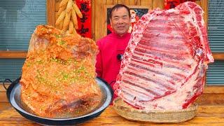 The Biggest Beef Ribs Braised For Half A Day And Showered in Crazy Spicy Sauce | Uncle Rural Gourmet