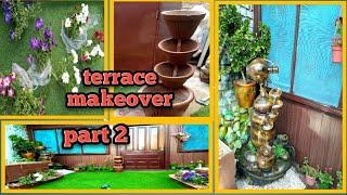 Terrace Makeover || Best Corner  Makeover ||Diy Water Fountain ||Best Succulent Pot