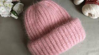 ВЯЗАНАЯ ШАПКА"ТАКОРИ " ИЗ ПУХА НОРКИ! KNITTED HAT.