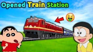 Shinchan And Nobita Opened Train Station  ||  Funny Game