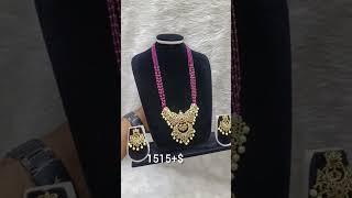 Ethnic Charming Moti Mala Temple Jewellery Set with beautiful CZ stone set