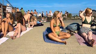 One Hot Day At Kalvebod Brygge Harbor BeachCopenhagen Denmark, 4K Crowded Beach, Summer 2024