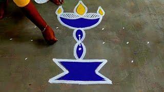 Diwali special rangolikuthu vilakku kolamEasy Deepam kolamDiwali muggulu 2023Super Color Rangoli