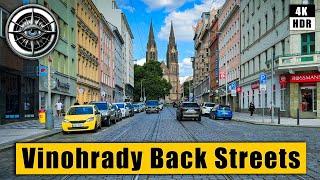 Prague Vinohrady Back Streets Walking Tour  Czech Republic 4K HDR ASMR