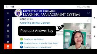 Deped LMS Creating a New Course Pop quiz Answer Key (1-5 items)