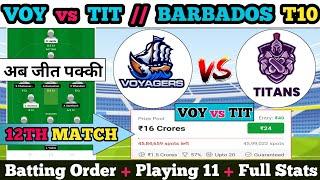 Voy vs tit Dream11 || Voy vs tit Dream11 prediction || Voy vs tit 12th Match || Voy vs tit