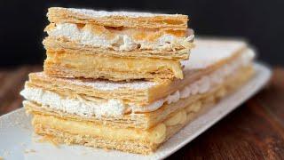 Milhojas de crema pastelera y nata | Postre de pastelería para principiantes