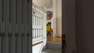 Baby stair gate (Easy install) swings both ways. No trip