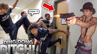 EXTREME DING DONG DITCH! | College Edition (GONE WRONG)