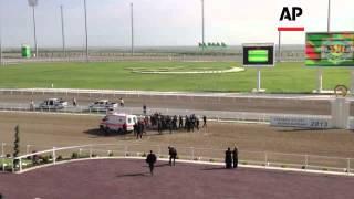 Turkmenistan president falls from horse in race