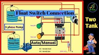 Water Pump Motor Automatic and Manual Control | Float Switch Wiring Diagram | 3 phase Water Pump