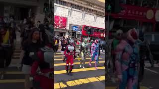 Kamen Riders walking on the streets