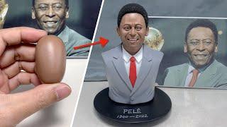 Tribute to Pelé the KING OF FOOTBALL, sculpture fully handmade from polymer clay【Clay Artisan JAY】