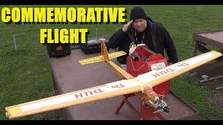 VINTAGE 2m balsa glider Dr. DUH (ghost) with OS LA 15 glow engine  COMMEMORATIVE FLIGHT 2024