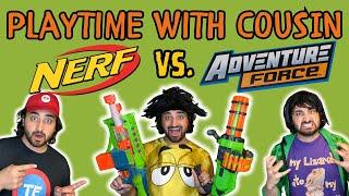 Nerf vs. Adventure Force | Playtime w/ Cousin