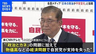 「日本政治が不安定化」 衆院選の与党過半数割れに米国メディア “政治とカネ”問題への「国民の怒りを反映」｜TBS NEWS DIG