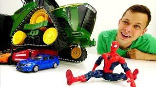 Видео с игрушками. Человек Паук и Фёдор прокачали трактор!