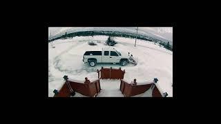 Pickup truck snow plowing in circles