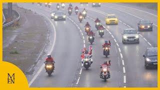 Bikers form M60 ring of red on Remembrance Sunday