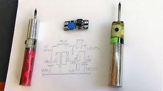 Регулировка температуры жала на аккумуляторном паяльнике, схема и доработка DC DC  MT3608