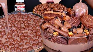 ASMR GIANT EGG CHOCOLATE ICE CREAM MALTESERS OREO CAKE NUTELLA DESSERT MUKBANG 먹방 咀嚼音 EATING SOUNDS