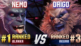 SF6 ▰ NEMO (#1 Ranked Blanka) vs DAIGO (#3 Ranked Akuma) ▰ High Level Gameplay