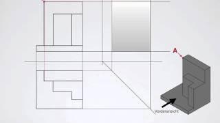 Technisches Zeichnen - 3 Ansichten, Seitenansicht erstellen