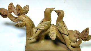 How to make bird shed with clay | Clay Bird | Tree | Clay Bari