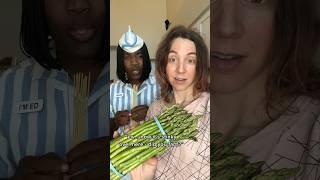 Kat and Ed try sugar + asparagus  w/ @ItsGoodBurgerEd #comedy #ShortsFriends #weirdfoodcombo