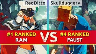 GGST ▰ RedDitto (#1 Ranked Ramlethal) vs Skullduggery (#4 Ranked Faust). High Level Gameplay