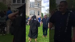 She shared her college graduation celebration with her parents 