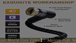 Adoreen Coaxial Cable 3 ft-2 Pack-Right Angle Quad Shielded 90 Degree RG6 Coax Cable Cord, Male F G