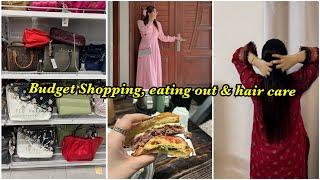 VLOG !! Random Shopping, Best Burger Spot & Hair care Routine 