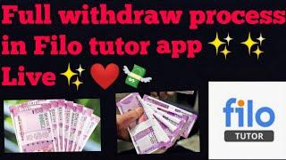 how to withdraw from filo tutor | filo earning proof |