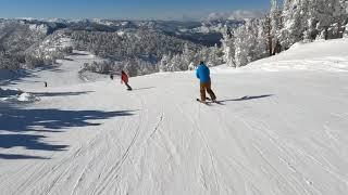 Skiing the most scenic run at Heavenly Lake Tahoe