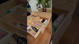 Wooden Desk Organizer IKEA KLÄMMEMACKA  #ikea #deskorganiser #makeuphacks