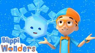 Blippi meets Mimi the snowflake ! | Blippi Wonders Educational Videos for Kids