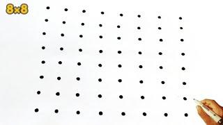 8×8 dots rangoli || straight line dots rangoli || 8×8 చుక్కల ముగ్గు