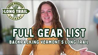 Full Gear List to Hike the Vermont Long Trail