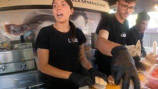 Italian Sandwich of Cow Stomach, "Lampredotto" from Florence. Street Food