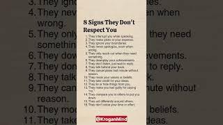8 Signs They Don't Respect You... #respect #quotes #explore #psychology #lifeadvice #viralshorts