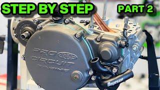 DIY KX250 Engine Rebuild PART 2 - Clutch, Shifting Mech, Kickstart Assembly,  Water Pump, Flywheel