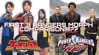 RPM vs Go-Onger || First Core 3 Rangers Morph Comparison