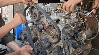 How to repair Toyota 2c diesel pump - Toyota 2c engine timing belt install / 2c fuel pump fitting