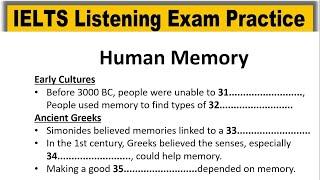 Human Memory listening practice test 2025 with answers | IELTS Real Exam Listening |