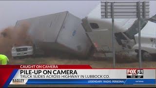 CRAZY VIDEO: 18-wheeler smashes into vehicles, state troopers in Lubbock County pileup