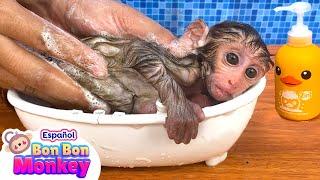 La Canción Del Baño | El Monito Va A Bañarse | Canciones Infantiles - Bon Bon Monkey En Español