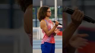 Sydney McLaughlin-Levrone and Grant Holloway speaking to Team USA track and field as captains