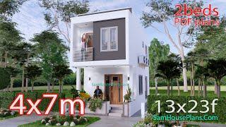 Small House Design 4x7 Meter (56sqm) 2 Bedrooms