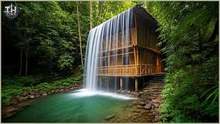 Building a Bamboo House Under a Waterfall: A Genius Idea Stuns the World!@Mr.TBushcraft